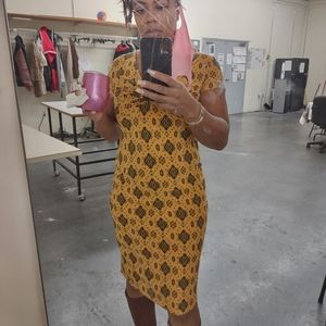 Gold with print dress